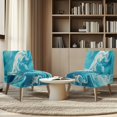 thumbnail image 4 of HELLHERO Blue-green Marble Pattern Elastic Bottom Stretch Elastic Bottom Armless Accent Chair Protector Non Slip Armless Accent Chair Cover for Armless Chair, 4 of 8