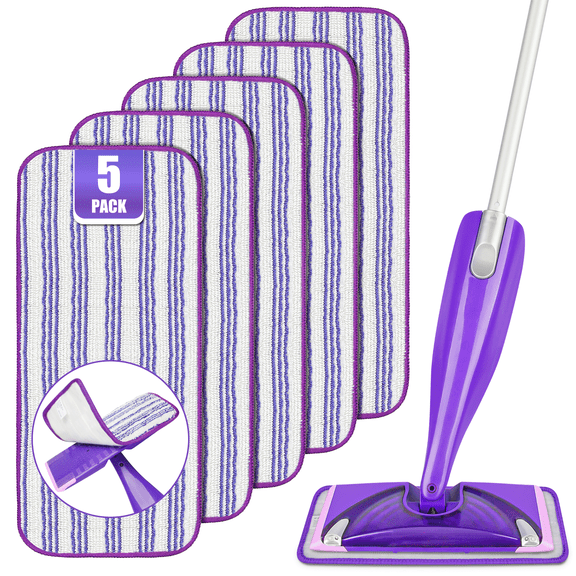 ILAVCLEAN 5 Pack Reusable Mop Pads for SwifferWet Jet Refills Microfiber Wet Jet Mop Pads Washable Replacement for Hardwood Floor Cleaning