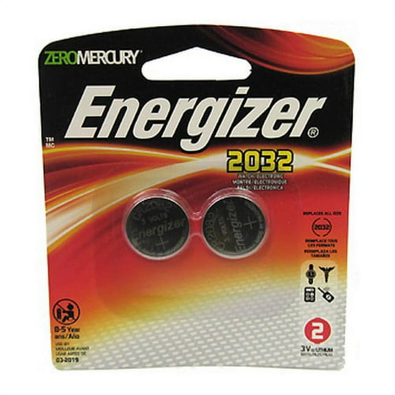 Energizer 2032 Lithium Coin Battery, 2 Pack For Multipurpose - 3 V DC - Lithium (Li) - 2 / Pack