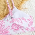 thumbnail image 6 of NIEWTR Girls' Swimsuit 3 Piece Set Floral Print Bikini Swimsuit with Drawstring Beach Skirt Cute Ruched Bathing Suit（Red,12-13 Years), 6 of 6