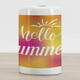 thumbnail image 2 of Hello Summer Ceramic Toothbrush Holder, Colorful Colors Abstract Backdrop Typographic Concept, Decorative Versatile Countertop for Bathroom, 4.5" X 2.7", Hot Pink Marigold, 2 of 4