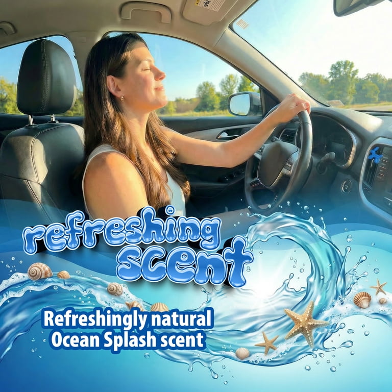 Parfum Voiture Scent-Hi Ocean Breeze & New Car - Lot De 6 Désodorisants Clip Aération