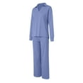 thumbnail image 6 of Quealent 2 Piece Sets For Women Fall Trendy Long Sleeve Sweatshirt Wide Leg Pants Loungewear Set Matching Sweatsuit Blue,Size M, 6 of 8