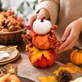 thumbnail image 4 of 3-Tier Stacked Artificial Speckled Pumpkin Table Decor with Maple Leaves and Berries Thanksgiving Centerpiece, 4 of 6