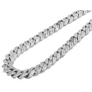 12MM Baguette Diamond Miami Cuban Chain 10K White Gold 22.2CT-18"