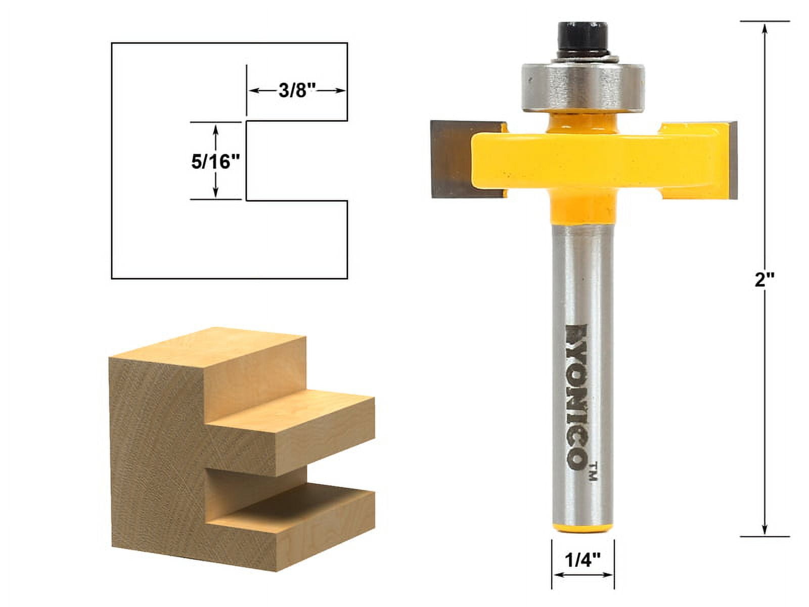 4 Bit Slot Cutter Router Bit Set - 1/4" Shank - Yonico 14481q