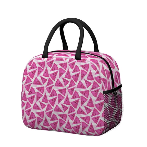 Lunch Bag Lunch Box for Women Reusable Insulated Lunch Bags,Water-Resistant Pizza Vegan Pink Triangle Cooler Lunch Tote Bag, Large Capacity for Work Travel Picnic