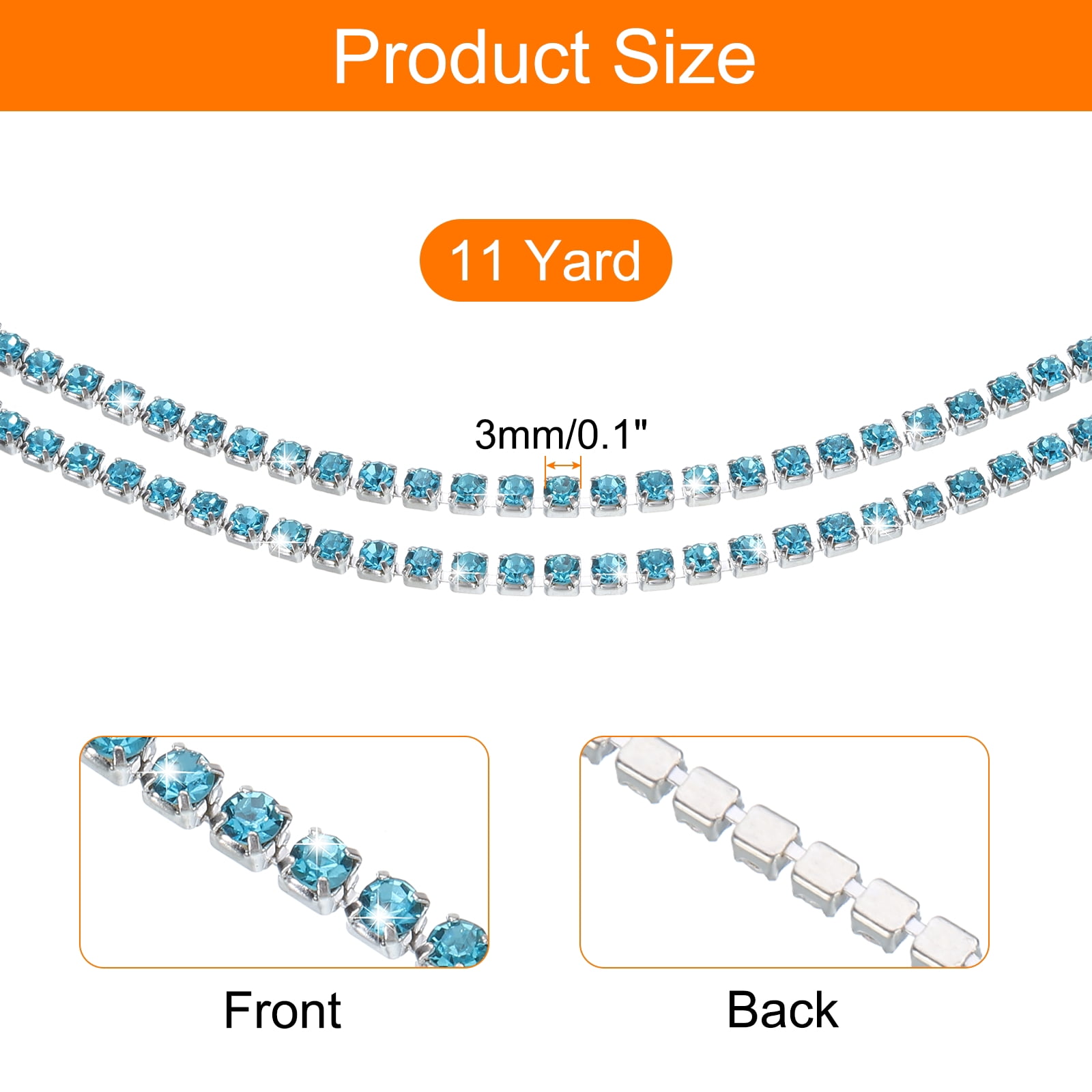 Unique Bargains Elegant Crystal Rhinestone Chain Trim for Craft Projects Lake Blue