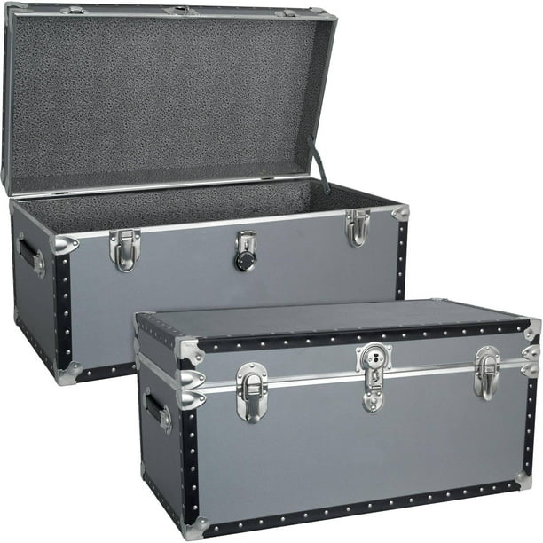 Mercury Luggage Seward Trunk 31Inch Stackable Footlocker Trunk, Silver