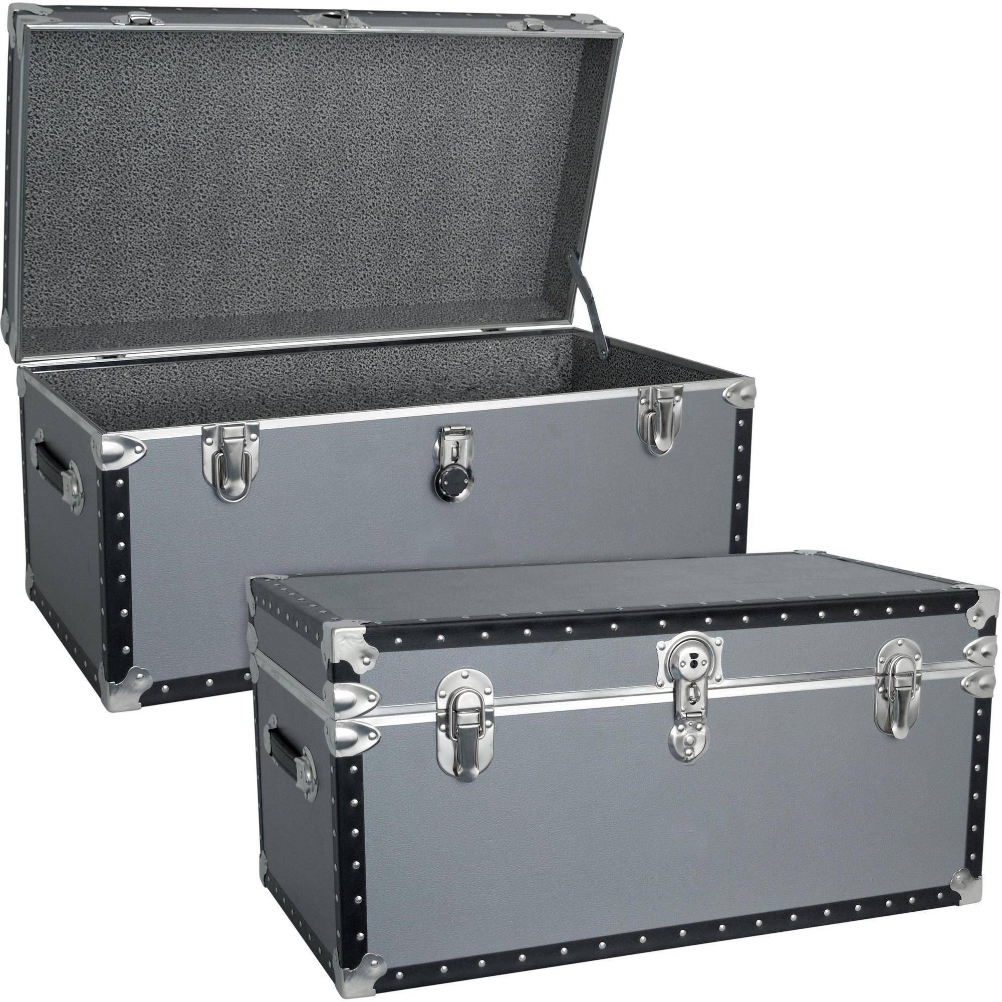 Mercury Luggage Seward Trunk 31-Inch Stackable Footlocker Trunk, Silver - image 1 of 3