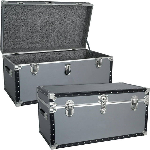Mercury Luggage Seward Trunk 31-Inch Stackable Footlocker Trunk, Silver