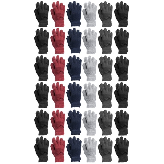 Yacht & Smith Wholesale Bulk Winter Gloves For Men Woman, Bulk Pack Warm Winter Thermal Gloves (Mens 36 Pairs Solids)