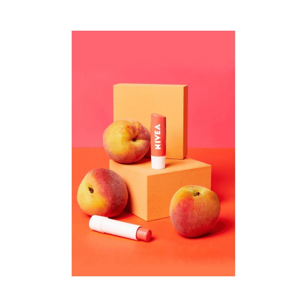 Nivea Peach Flavored Lip Balm and Gloss 24 Hour Moisturizing, Nourishing 4.8 gr