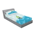 thumbnail image 2 of Ambesonne Ocean Fitted Sheet & Pillow Sham Set, Sailing Boat on the Sea, Twin, Pale Blue Sky Blue, 2 of 2