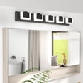 thumbnail image 2 of Modern Black Vanity Light  LED Bathroom Wall Fixture  5 Lights  6000K  Over Mirror, 2 of 6
