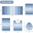 thumbnail image 5 of Ileading Traditional 5 Piece Large Size Microfiber Washable Bathroom Rug Set, Light Blue, 5 of 7