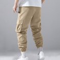 thumbnail image 4 of ZQUUVOU Men's Casual Cargo Joggers Sweatpants Workout Athletic Pants With Pockets Drawstring Gym Running Pants Khaki, 4 of 5