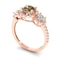 thumbnail image 2 of Three-Stone Engagement Ring for Women - 1.46ct Simulated Champagne Diamond in 14K Rose Gold Promise Ring, 2 of 8