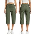 thumbnail image 2 of VBVC Women's Cargo Capri Pants with Pockets , Casual Summer Drawstring Knee Length Shorts , Ladies' Lightweight Outdoor Hiking Trousers for Women, Army Green , S-3XL, 2 of 7