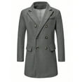 thumbnail image 5 of DPTALR George Men's Long Wool Coat，Oversized Double Breasted Trench Pea Coat，Winter Wool Overcoat,Gray,Big and Tall Men L, 5 of 5