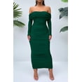 thumbnail image 4 of Vestido PRETTYGARDEN Maxi con Hombros Descubiertos, Fruncido y Abertura Verde Talla L, 4 of 8