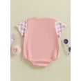 thumbnail image 4 of Suealasg Baby Girls Father's Day Romper Short Sleeve Crew Neck Letter Checkerboard Print Bodysuit Newborn Summer Casual Clothes 0-18 Months, 4 of 8