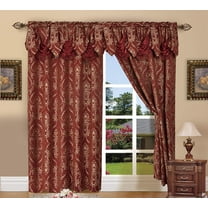 Curtain Panel Set with Attached Waterfall Valance, Jacquard Fabric, (SET of 2), 54 x 84 Inches, Beige