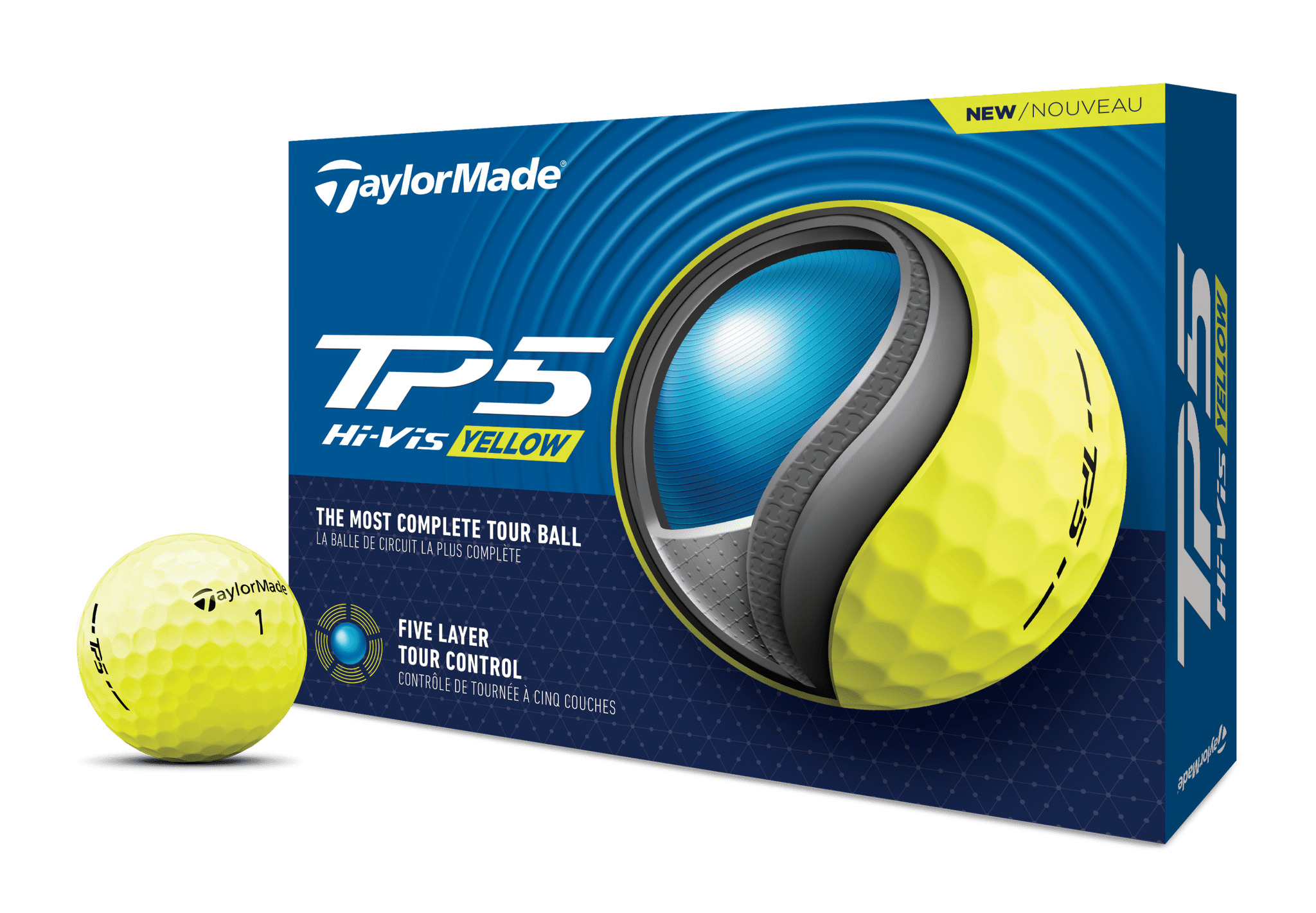TaylorMade TP5X Golf Balls 12pk, White, 5-Layer Tour Ball
