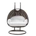 thumbnail image 4 of 2 Person Wicker Hanging Egg Chair - Outdoor Porch Swing Seat - Vintage Brown Patio Furniture, 4 of 5