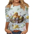 thumbnail image 2 of Jjayotai Easter 3/4 Sleeve Shirts for Women Plus Size, Ladies Easter Shirts, Christian 3/4 Sleeve Tunic Tops Pullover Tee, Cute Bunny Easter Eggs Graphic Multicolor XXL, 2 of 5