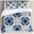 thumbnail image 3 of Tie Dye Twin Size Duvet Cover Set, Tribal Tie Dye Technique Art Featured Odd and Hazy Forms in Symmetric Axis Design, Decorative 2 Piece Bedding Set with 1 Pillow Sham, Blue Grey, by Ambesonne, 3 of 3