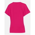 thumbnail image 3 of Women's V Neck T Shirts Casual Rolled Short Sleeve Side Split Summer Tops Loose Fit, 3 of 5