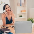 thumbnail image 3 of Unique Bargains PU Leather Makeup Bag Large Makeup Bag Make Up Brush Organizer Bag Toiletry Bag for Women L Size Gray, 3 of 6