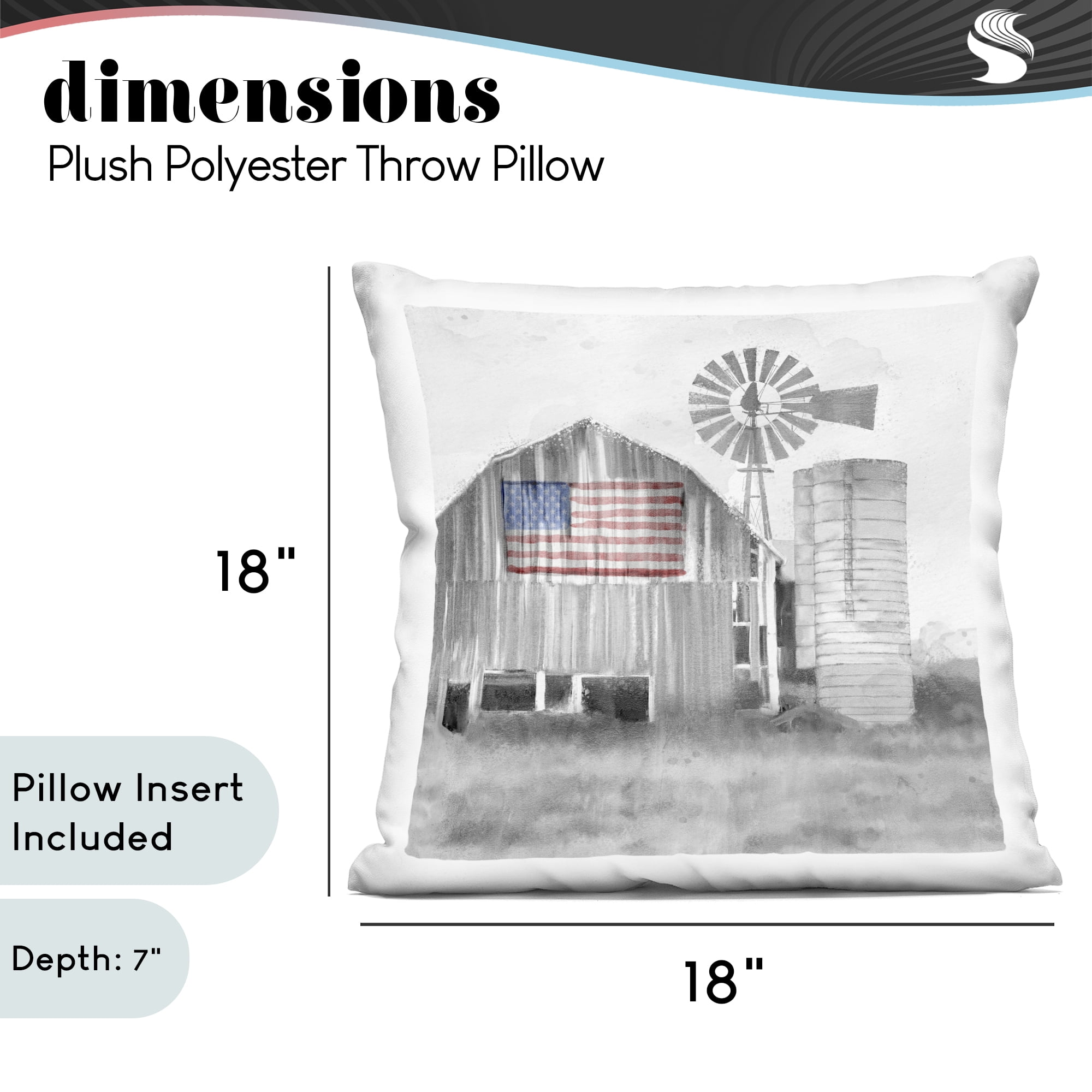 Stupell Industries Grandfather's Barn with Flag Decorative Printed Throw Pillow, design by Kim Allen, 18 x 7 x 18