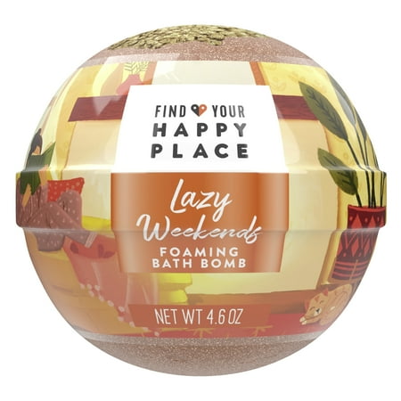 Find Your Happy Place Foaming Luxurious Bath Bomb, Lazy Weekends Sweet Almond And Vanilla Bean 4.6 oz