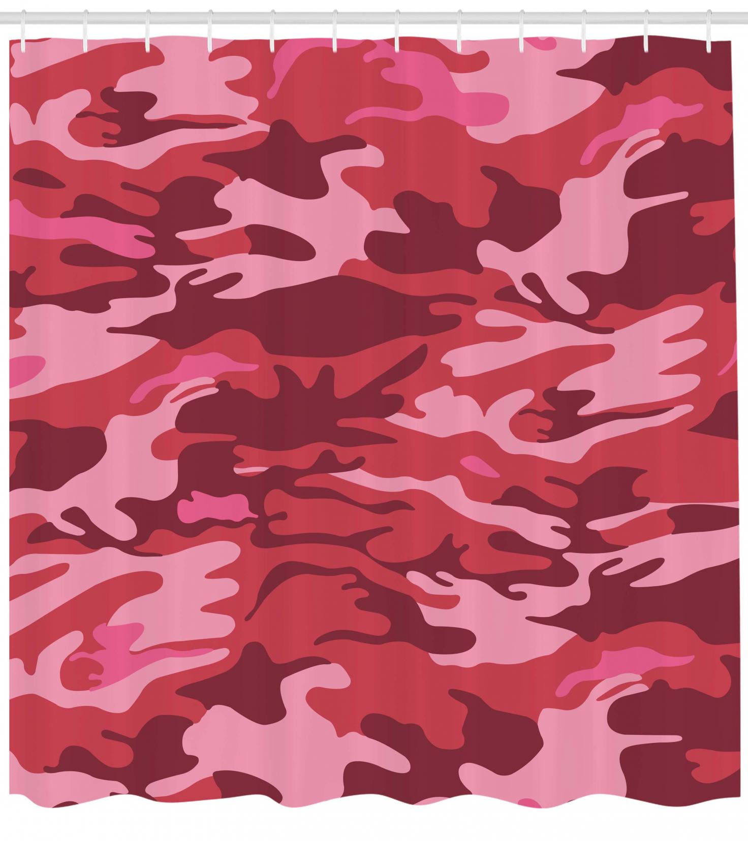 Camo Shower Curtain, Camouflage Texture Design in Shades of Pink