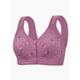 thumbnail image 2 of Front Closure Bras for Women Lightweight Floral Print Wide Strap Wireless Bralettes Everyday Bra for Older Women, 2 of 6