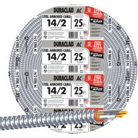 Southwire Armored Electrical Wire 14/2 Copper - Steel Jacket - 1 Piece, 25'