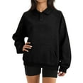 thumbnail image 5 of yuCgh Women's Button-Up Collar Pullover Top with Pocket, Casual Long Sleeve Blouse, Soft Cotton Blend, Fashion Everyday Wear for Women,Black L, 5 of 8
