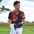 thumbnail image 3 of Sikiie Lone Rider Under Red Sky Print Men's Short-sleeved POLO Shirts, Button-down Shirts and T-shirts are Suitable for Vacation, Leisure and Business-4X-Large, 3 of 6