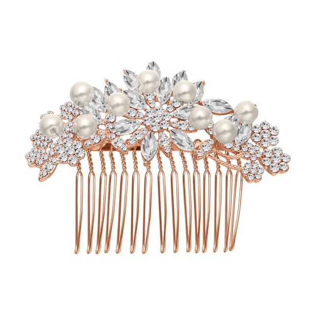Miangastore Frcolor 1 Pce Peigne de Mariée Élégant Perle Simulée Accessoires de Cheveux de Mariage (Or Rose)