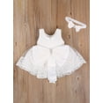 thumbnail image 2 of Bagilaanoe Newborn Baby Girl Party Dress Floral Print Sleeveless A-line Princess Dresses + Hairband 3M 6M 12M 18M 24M Infant Lace Patchwork Tulle Skirt, 2 of 6