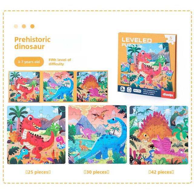 Educational Magnetic Prehistoric Dinosaur Puzzle for Kids Ages 4-6: Large Block Flat Scene Toy to Enhance Cognitive & Problem-Solving Skills, Durable Paper Material, Interactive Learning Tool for