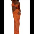 thumbnail image 3 of Conjunto de 2 Piezas para Mujer, Sexy, , de Verano, con Top Fruncido y Espalda Descubierta, y Falda con Aberturas, Vestido de Noche. Color Naranja L, 3 of 7