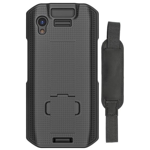 Case   Hand Strap Combo for Zebra TC21 TC26 Mobile Computer Scanner, Nakedcellphone Textured Slim Hard Shell Protector Cover with Kickstand - Black