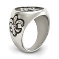 thumbnail image 3 of Primal Steel Stainless Steel Antiqued Fleur de Lis Cross Ring, 3 of 11