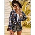 thumbnail image 5 of UVN Button Down Shirts for Women Plaid Tops Casual Long Sleeve Shirts With Pockets, 5 of 7