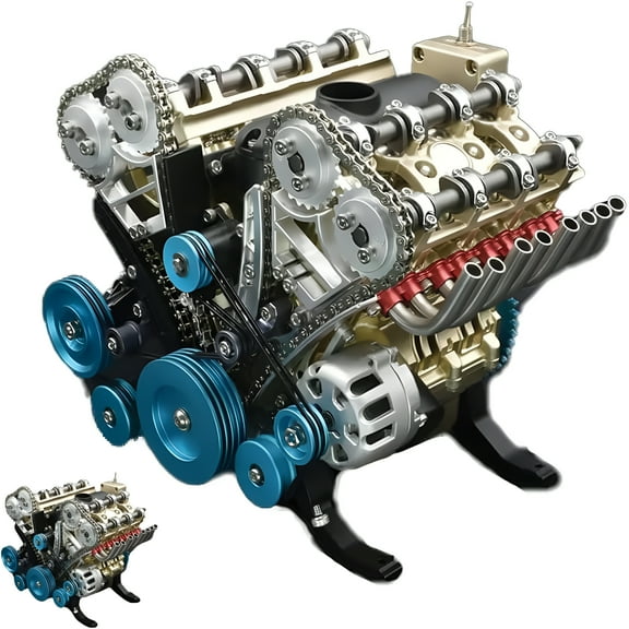BESTSKY Model Engine Kit for Adults,4/8-Cylinder Full Metal Car Engine Model,V8 Engine Model Kit,Metal Engine Model Kit,Car Engine Model Kit for Adults