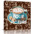 thumbnail image 2 of Coffee Wall Art Painting on Canvas, Brown Teal Pastoral Vintage Art Canvas Art Home Prints Wall Art Framed Modern Artwork for Living Room Bedroom Wall Decor 8x8in, 2 of 9