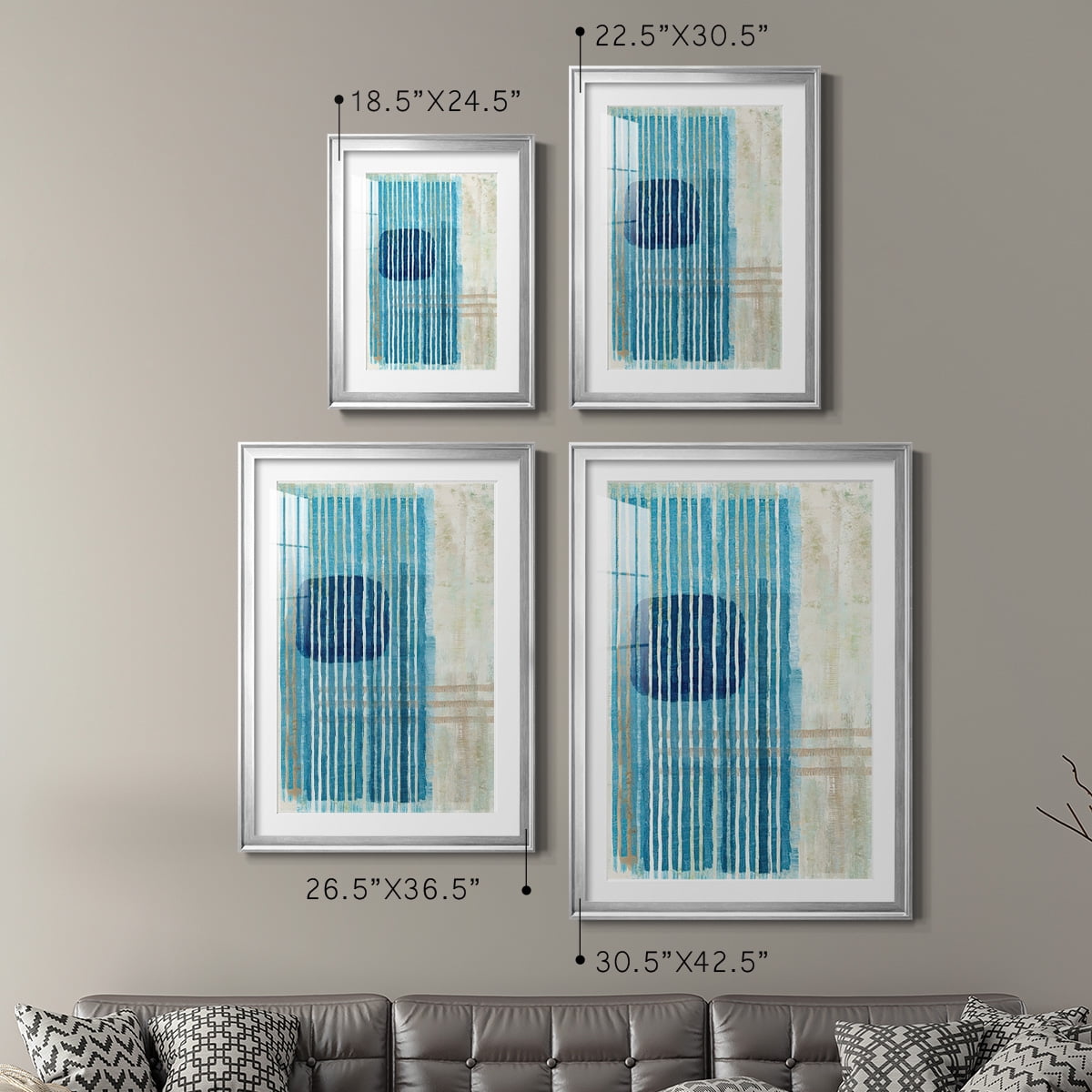 Wexford Home Blue Blue Horizon I Premium Framed Print, 26.5" x 36.5" - Ready to Hang, Silver (Set of 2)